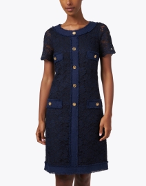Front image thumbnail - Weill - Devone Navy and Black Lace Dress