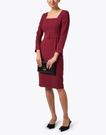 Look image thumbnail - L.K. Bennett - Carrington Burgundy Belted Dress