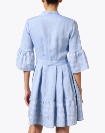 Back image thumbnail - 120% Lino - Blue Linen Chambray Shirt Dress