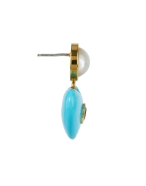 Back image thumbnail - Lizzie Fortunato - Enamored Heart Turquoise Drop Earrings
