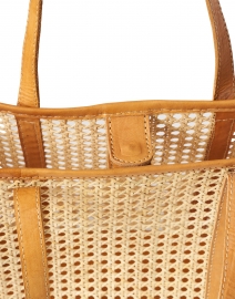 Back image thumbnail - Bembien - Margot Natural Rattan and Caramel Leather Tote