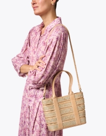 Look image thumbnail - Bembien - Lucia Tan Rattan and Leather Shoulder Bag