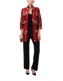 Rita Ruby and Gold Leaf Embroidered Silk Jacket