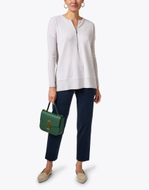 Look image thumbnail - Kinross - Grey Cashmere Quarter Zip Sweater
