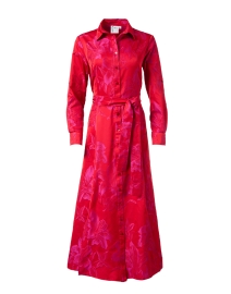 Laine Red Jacquard Print Shirt Dress