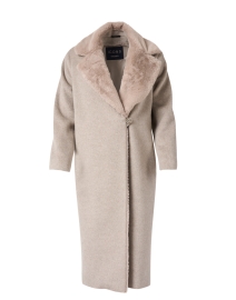 Product image thumbnail - Cinzia Rocca Icons - Oatmeal Wool Eco Shearling Lined Coat