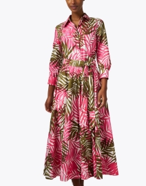 Front image thumbnail - Sara Roka - Taban Pink Fern Print Cotton Dress