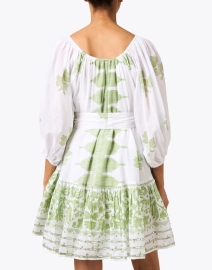 Back image thumbnail - Juliet Dunn - White and Green Cotton Dress