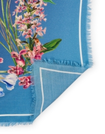 Back image thumbnail - St. Piece - Trinity Blue Floral Wool Cashmere Scarf