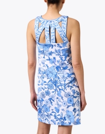 Back image thumbnail - Gretchen Scott - Blue Floral Print Cutout Dress