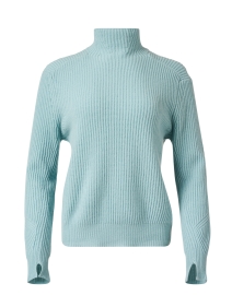 Aqua Blue Ribbed Cashmere Sweater