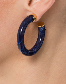 Dark Blue Resin Hoop Earrings