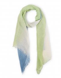 Blue Watercolor Linen Silk and Cashmere Scarf 