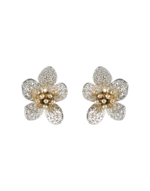 Product image thumbnail - Oscar de la Renta - Silver Flower Stud Earrings 