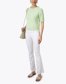 Look image thumbnail - White + Warren - Green Cotton Short Sleeve Sweater