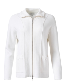 Product image thumbnail - Kinross - White Zip Cotton Cardigan