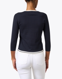 Back image thumbnail - Allude - Navy Cotton Cashmere Sweater