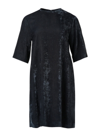Petrolio Black Crushed Velvet Shift Dress