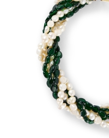 Front image thumbnail - Kenneth Jay Lane - Green Stone and Pearl Multi Strand Necklace