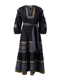 Product image thumbnail - Shoshanna - Daria Black Embroidered Cotton Poplin Dress