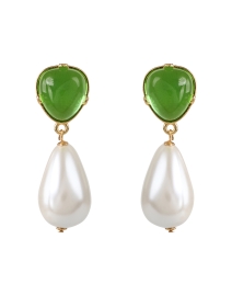 Peridot and Pearl Clip Drop Earrings