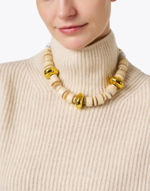 Look image thumbnail - Lizzie Fortunato - Interval Wood and Gold Necklace