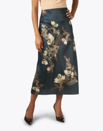 Front image thumbnail - Vince - Teal Floral Print Slip Skirt