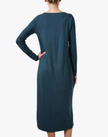 Back image thumbnail - Eileen Fisher - Teal Stretch Jersey Dress