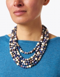 Look image thumbnail - Nest - Blue Sodalite and Bone Multistrand Necklace