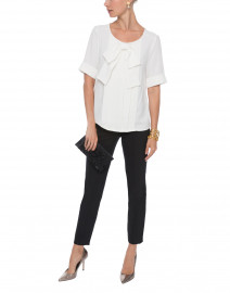 White Crepe Blouse with Bow Detail