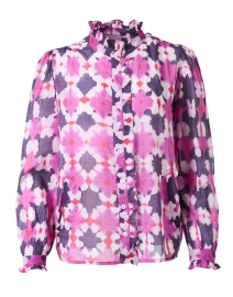 Product image thumbnail - Banjanan - Chrissie Pink and Purple Print Ruffle Shirt