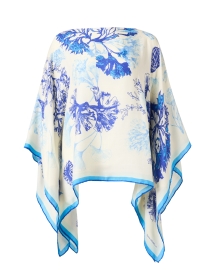 Product image thumbnail - Rani Arabella - Blue Coral Print Cashmere Silk Poncho