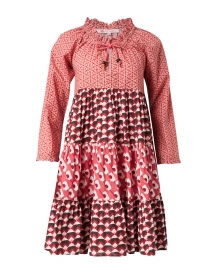 Ro's Garden - Sonia Red Geometric Printed Cotton Dress