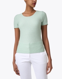 Front image thumbnail - Emporio Armani - Mint Green Textured Jersey T-Shirt