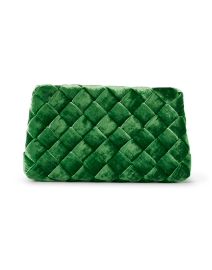 Product image thumbnail - Loeffler Randall - Aviva Green Woven Velvet Clutch