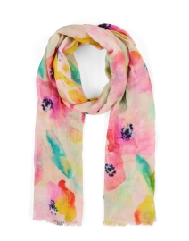 Product image thumbnail - Kinross - Pink Multi Print Silk Cashmere Scarf