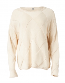  Ivory Cotton Basketweave Sweater