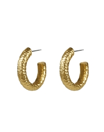 Product image thumbnail - Ben-Amun - Gold Hammered Hoop Earrings