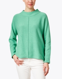 Front image thumbnail - Eileen Fisher - Green Cotton Cashmere Sweater