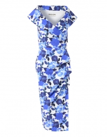Blue Floral Stretch Jersey Dress