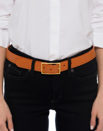 Tangerine and Camel Reversible Leather Belt