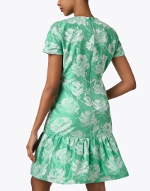 Back image thumbnail - Bigio Collection - Green Floral Jacquard Dress