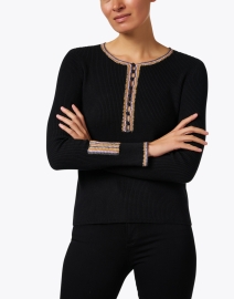 Front image thumbnail - Lisa Todd - Black Patch Knit Top