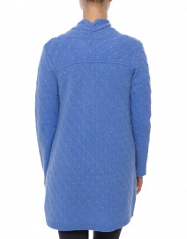 Back image thumbnail - Cortland Park - Sophie French Blue Cable Knit Cashmere Cardigan