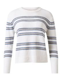 White and Beige Striped Linen Sweater