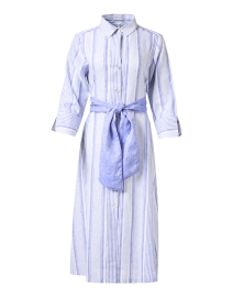 Tamron Blue Striped Linen Shirt Dress 