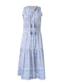 Emily Light Blue Print Cotton Silk Dress