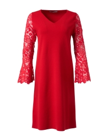 Red Stretch Wool Lace Dress