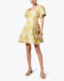 Look image thumbnail - Abbey Glass - Ivory and Green Jacquard Dress