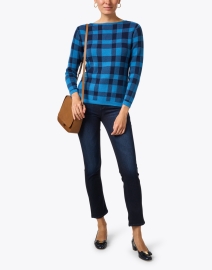 Look image thumbnail - Blue - Inlet Blue Check Cotton Sweater